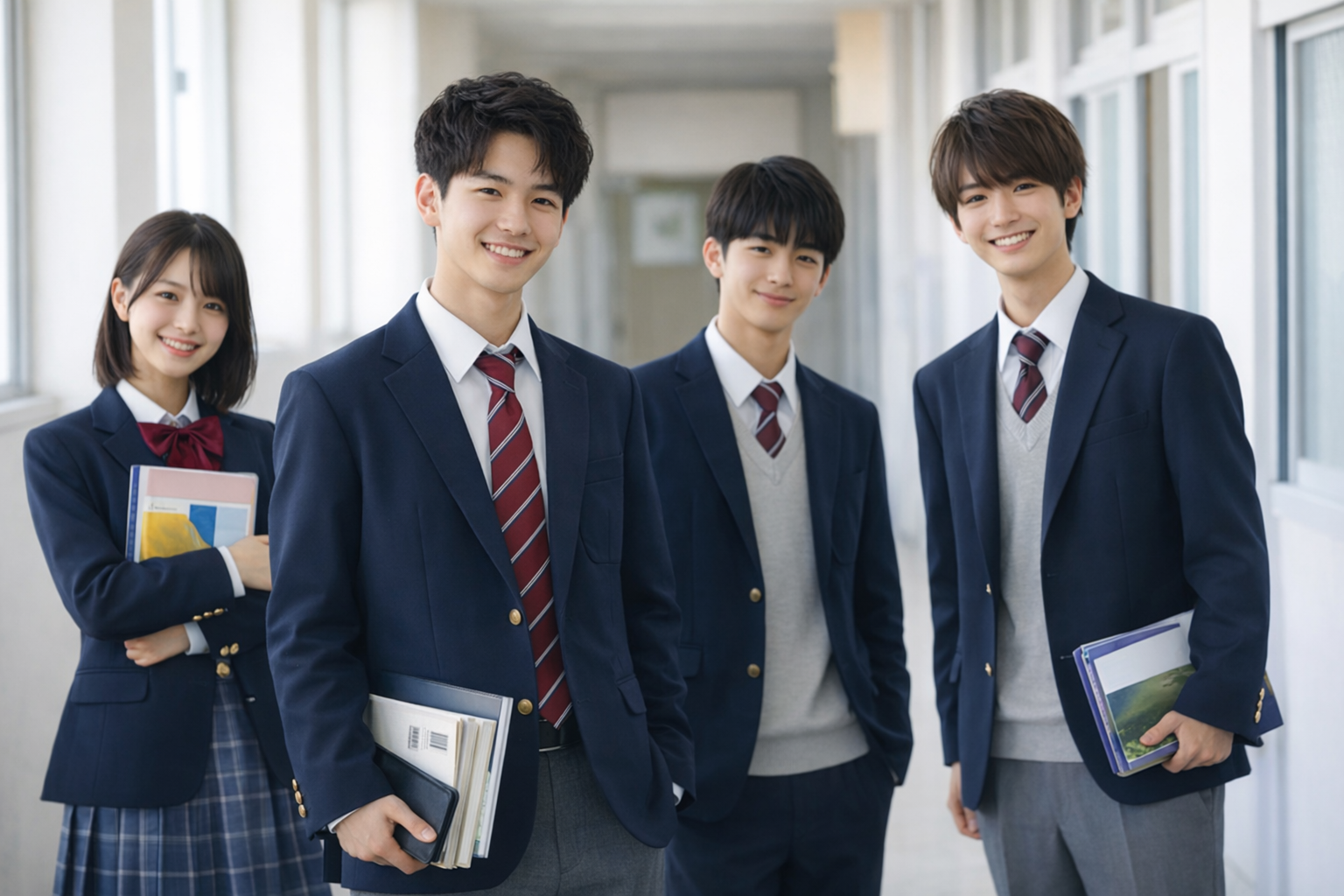 ST Lab — 廊下で笑顔を見せる生徒たち